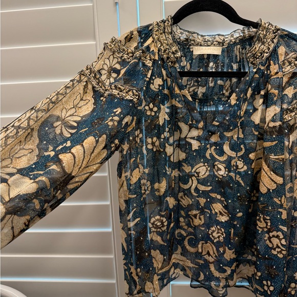 Ulla Johnson Blue and Cream Floral Blouse - Picture 3 of 3